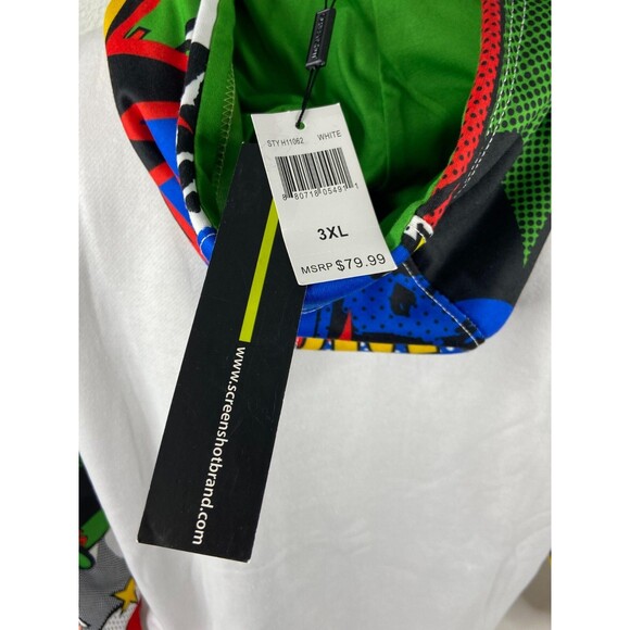 Screenshot Pop Art Hoodie Men 3XL White Fleece Pullover - Picture 7 of 8